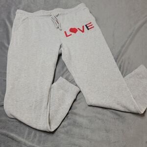 EV1 Ellen Degeneres Jogger Women Large Grey Love Legging Drawstring Waist PullOn